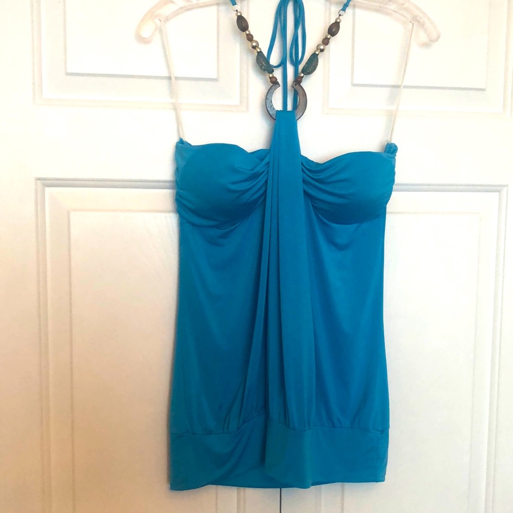 Body Central Vintage Halter Top with removable necklace. Sky blue color size L.